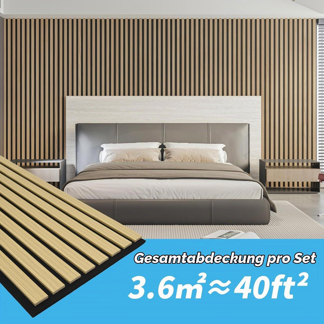 Art3d 20 Stück Akustikpaneele Eiche 3D Wand | Schalldämmend &amp; Schallabsorber | Holzfurnier mit Filzr