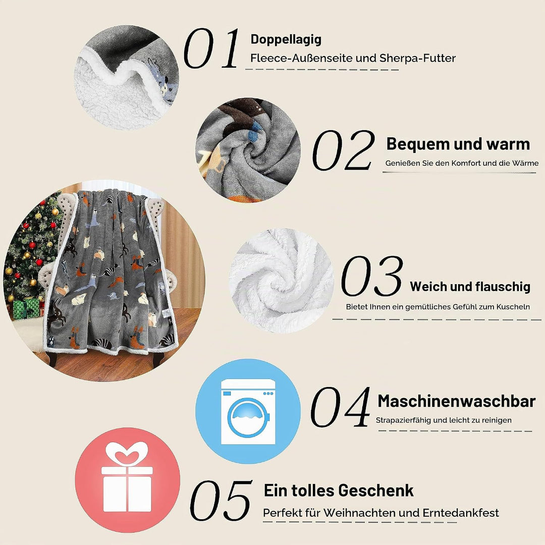 Catalonia Classy Sherpa Decke Kuscheldecken, Extra Dicke Warm Sofadecke Couchdecke in zweiseitig, Su