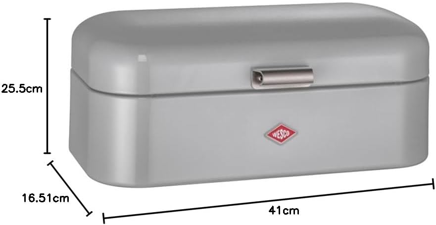 Wesco Grandy Brotkasten in der Farbe grau, pulverbeschichtetes Stahlblech, Lüftungslöcher und stabil