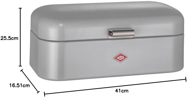 Wesco Grandy Brotkasten in der Farbe grau, pulverbeschichtetes Stahlblech, Lüftungslöcher und stabil