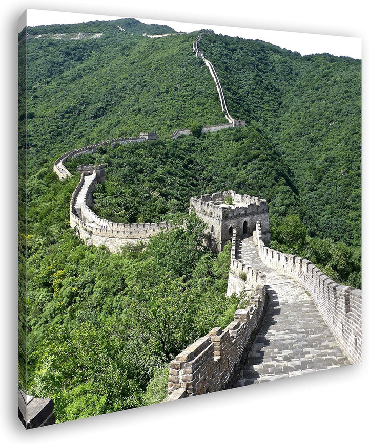 deyoli Chinesische Mauer Format: 70x70 als Leinwandbild, Motiv fertig gerahmt auf Echtholzrahmen, Ho