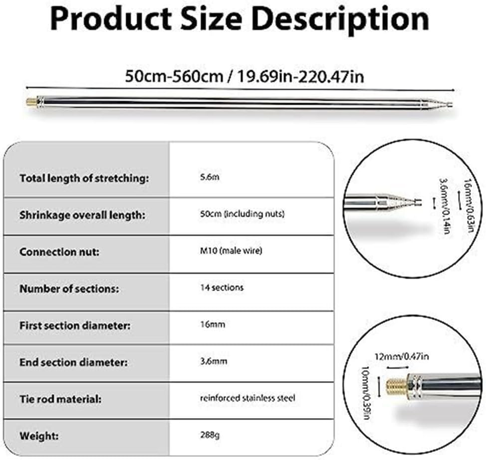 Teleskopantenne, leicht, 5,6 m, Teleskopantenne, Yagi-Antenne, ideal für Ham Radio, 14 Abschnitte