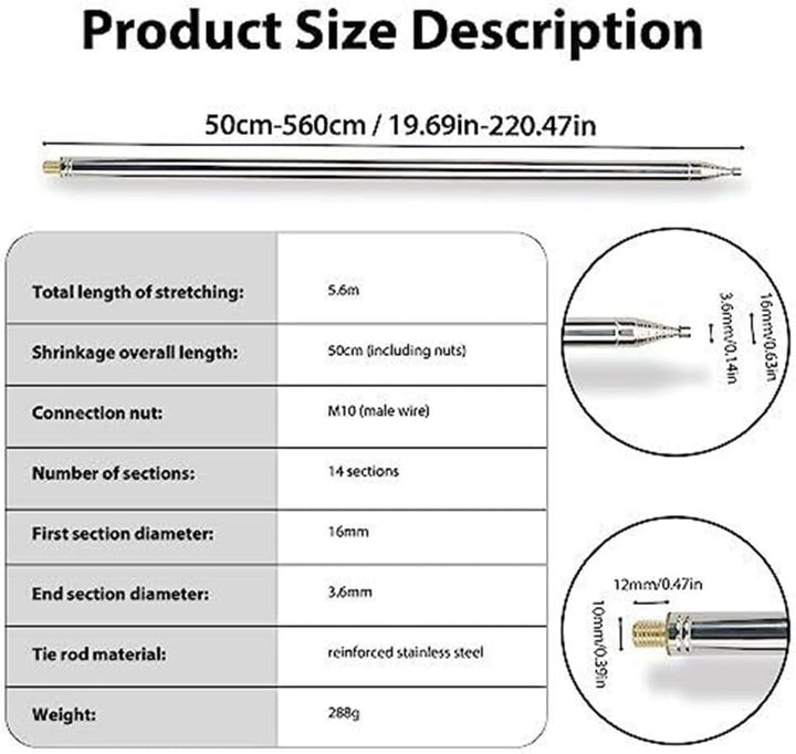 Teleskopantenne, leicht, 5,6 m, Teleskopantenne, Yagi-Antenne, ideal für Ham Radio, 14 Abschnitte