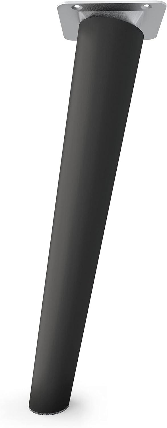 sossai® Holz-Möbelfüsse - Clif Round | Schwarz Matt | Höhe: 25 cm | HMF2 | rund, konisch (schräge Au