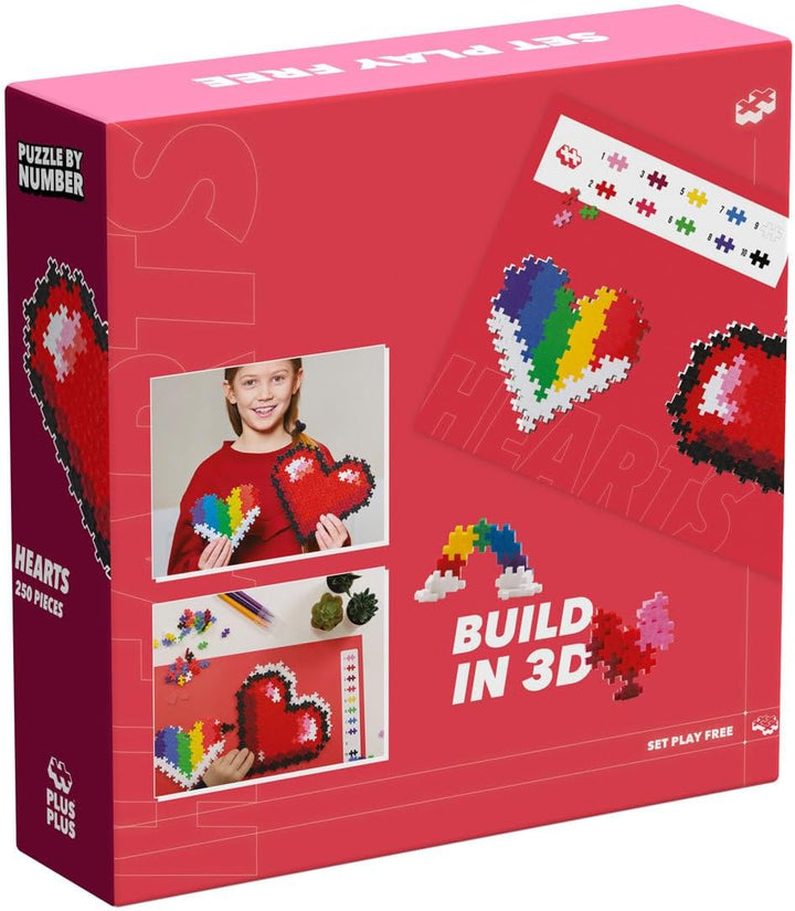Plus-Plus 9603911 Geniales Konstruktionsspielzeug, Puzzle Herz, Kreativ-Bausteine, 250 Teile, Mehrfa