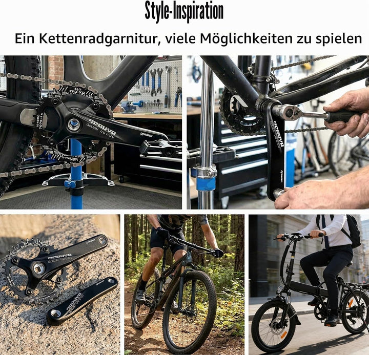 splumzer 170mm Vierkantkurbel für Mountainbike mit 104 Lochkreis 32/34/36/38T Kettenblatt, Wide Narr