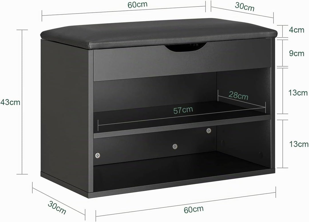 SoBuy Schuhbank mit Sitzfläche, Schuhregal mit Sitzbank, Schuhbank mit Stauraum 3-in-1, für Kleine W
