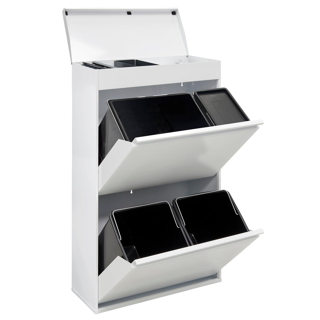 ARREGUI Top CR621-B2 Mülltrennsystem aus Stahl mit Aufbewahrungsbox mit Deckel | 4 Fächer Mülleimer