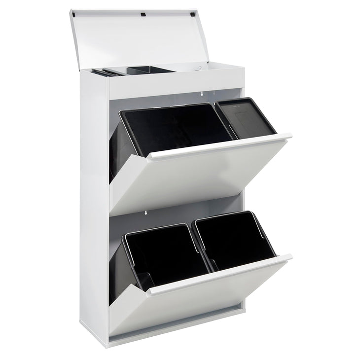 ARREGUI Top CR621-B2 Mülltrennsystem aus Stahl mit Aufbewahrungsbox mit Deckel | 4 Fächer Mülleimer