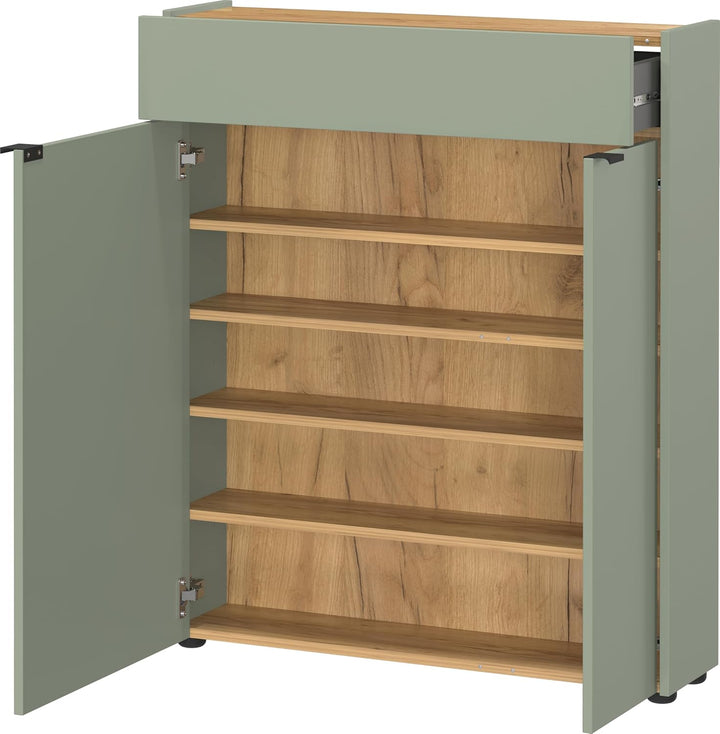 Germania Schuhschrank 1319-629 GW-Ameca, in Taupegrün/Navarra-Eiche-Nb., mit Türdämpfung, 83 x 99 x