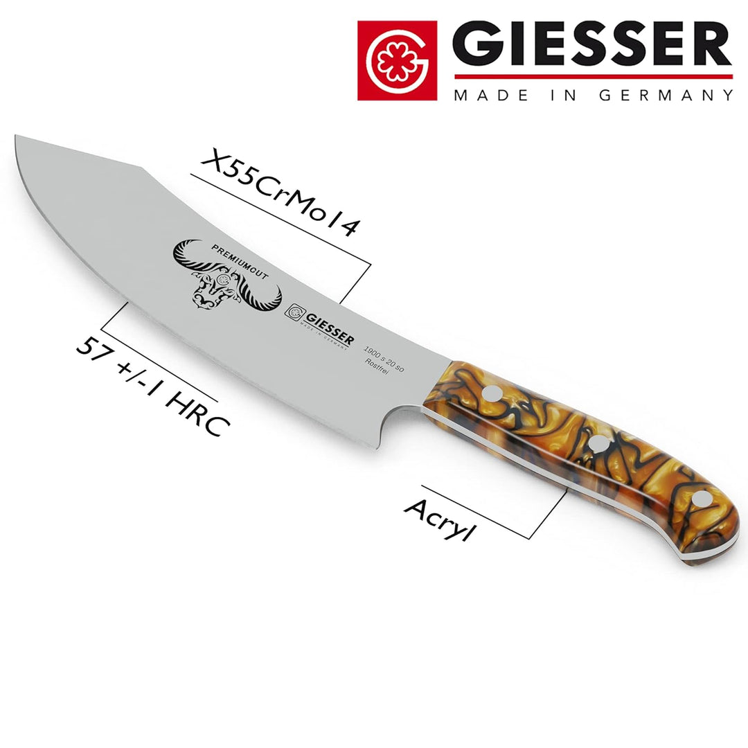 GIESSER seit 1776 - Made in Germany - Kochmesser 20 cm Spicy Orange, PremiumCut Chefs No 1, Küchenme