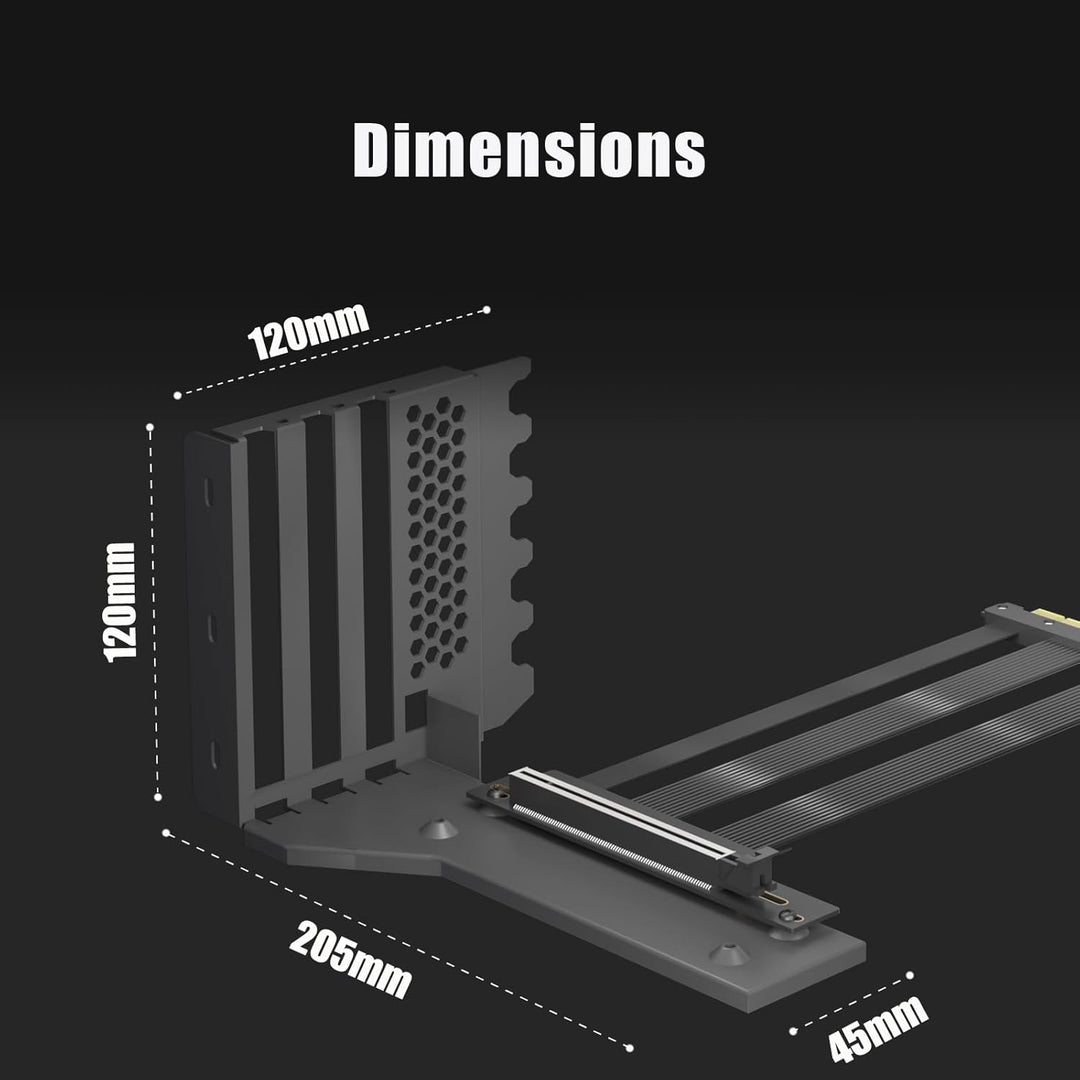 GLOTRENDS 3-Slot GPU Halterung mit 150mm PCIe 5.0 Riser Kabel für GPU Vertikalmontage, Kompatibel mi