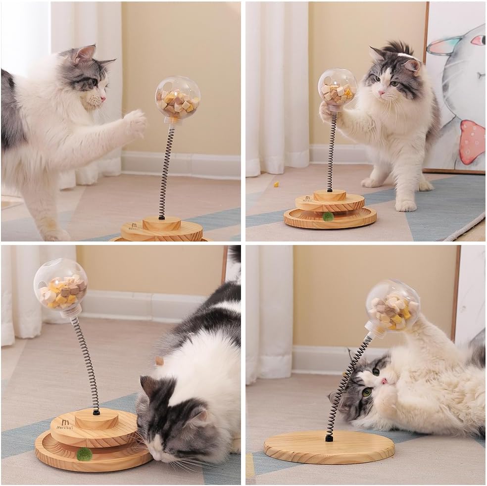 Marchul KatzenSpielzeug mit Futterball Snackball, Katzen Spielzeug Roller Tracks mit Drehteller, Int