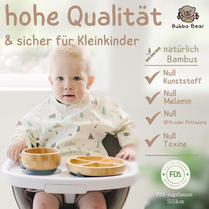 Bubba Bear Kindergeschirr-Set | Kinderteller mit Saugnapf | Geschirrset für Kleinkinder | Unterteilt
