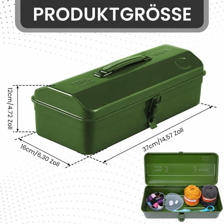 Werkzeugkoffer leer Gross Werkzeugbox 37×16×12cm Robust Langlebig Metall Werkzeugkasten mit Tragegri
