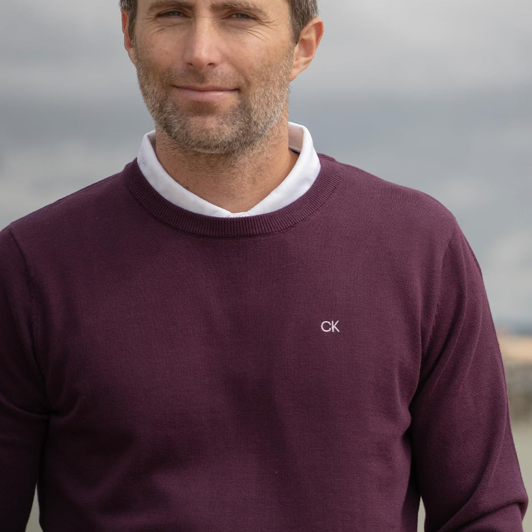 Calvin Klein Herren mit Rundhalsausschnitt aus weicher Baumwolle Sweater, Burgundy