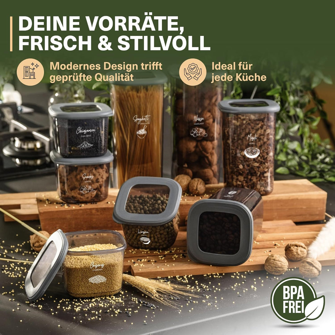 VIWARES Vorratsdosen mit Deckel | 12er Vorratsbehälter Set | BPA-FREI | Zur Müsli Mehl und Zucker Au