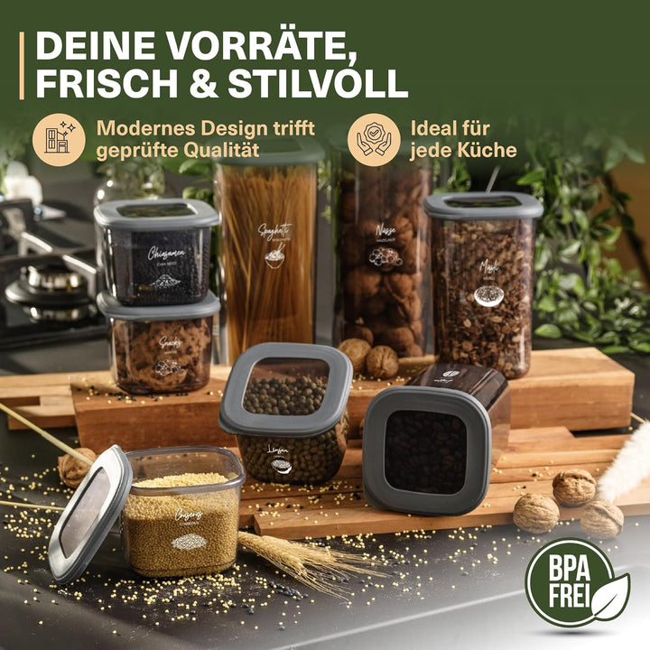 VIWARES Vorratsdosen mit Deckel | 12er Vorratsbehälter Set | BPA-FREI | Zur Müsli Mehl und Zucker Au
