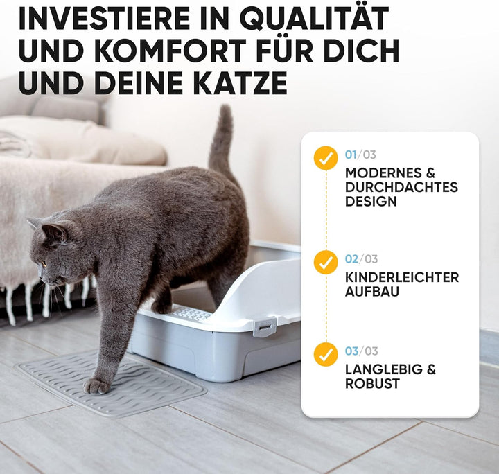 CROPLAS Katzenklo offen hoher Rand, Katzenklo ohne Deckel, Katzenklo gross, offenes Katzenklo, Katze
