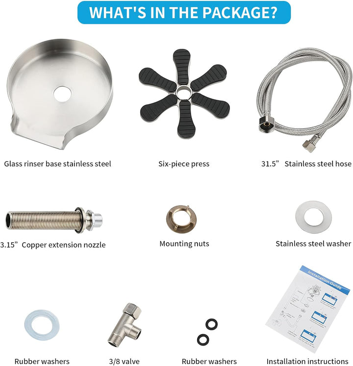 Glasspüler für die Küchenspüle, Edelstahl Gläserspüler, automatischer Reiniger für Wasserflaschen un