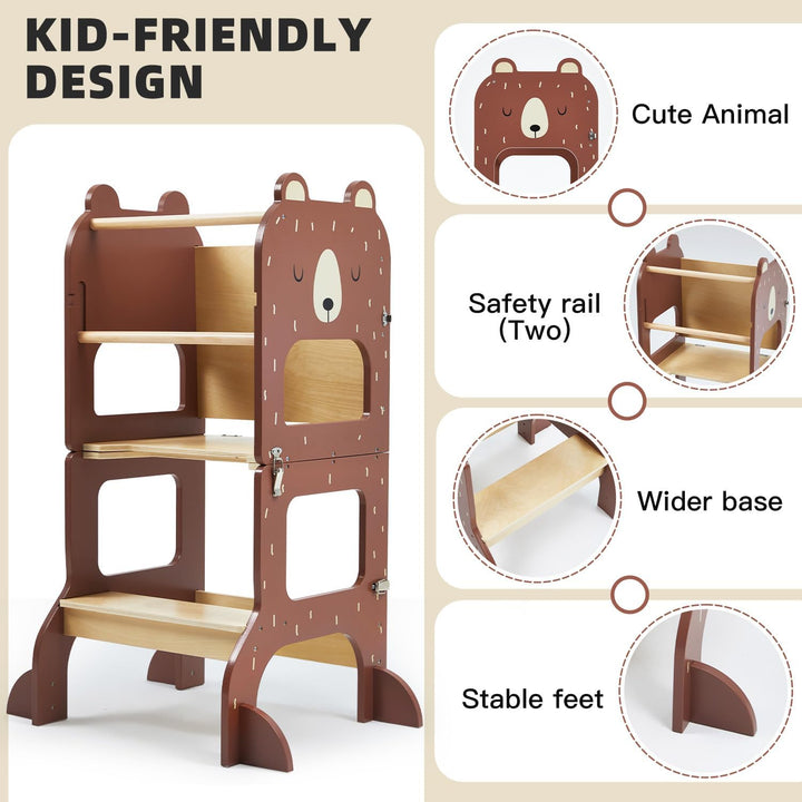 labebe lernturm ab 1 Jahr, Grossformat Montessori Lernturm klappbar, 3 in 1 Multifunktion Learning T