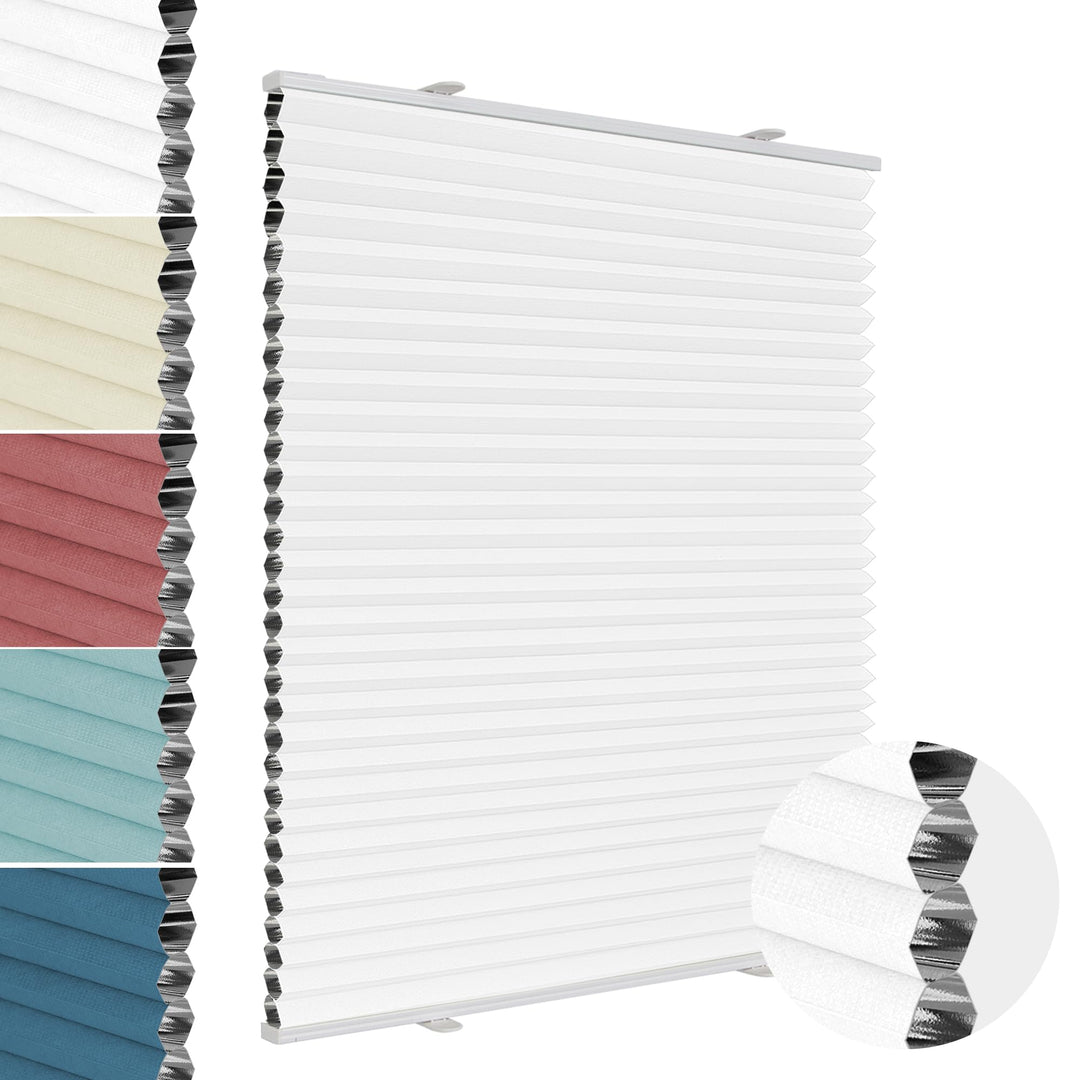 Allesin Wabenplissee ohne Bohren - Verdunklungsplissee 100% Blackout,Weiss-weiss 40x100 cm Thermo &