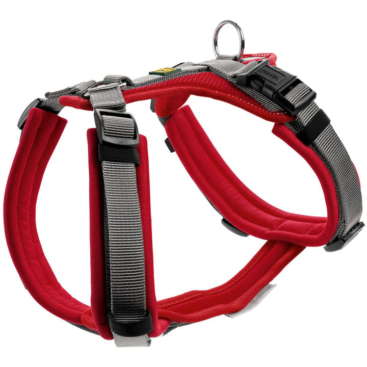 Hunter Hundegeschirr Maldon UP, Farbe: rot/grau, weich gepolstert & komfortabel, stark reflektierend