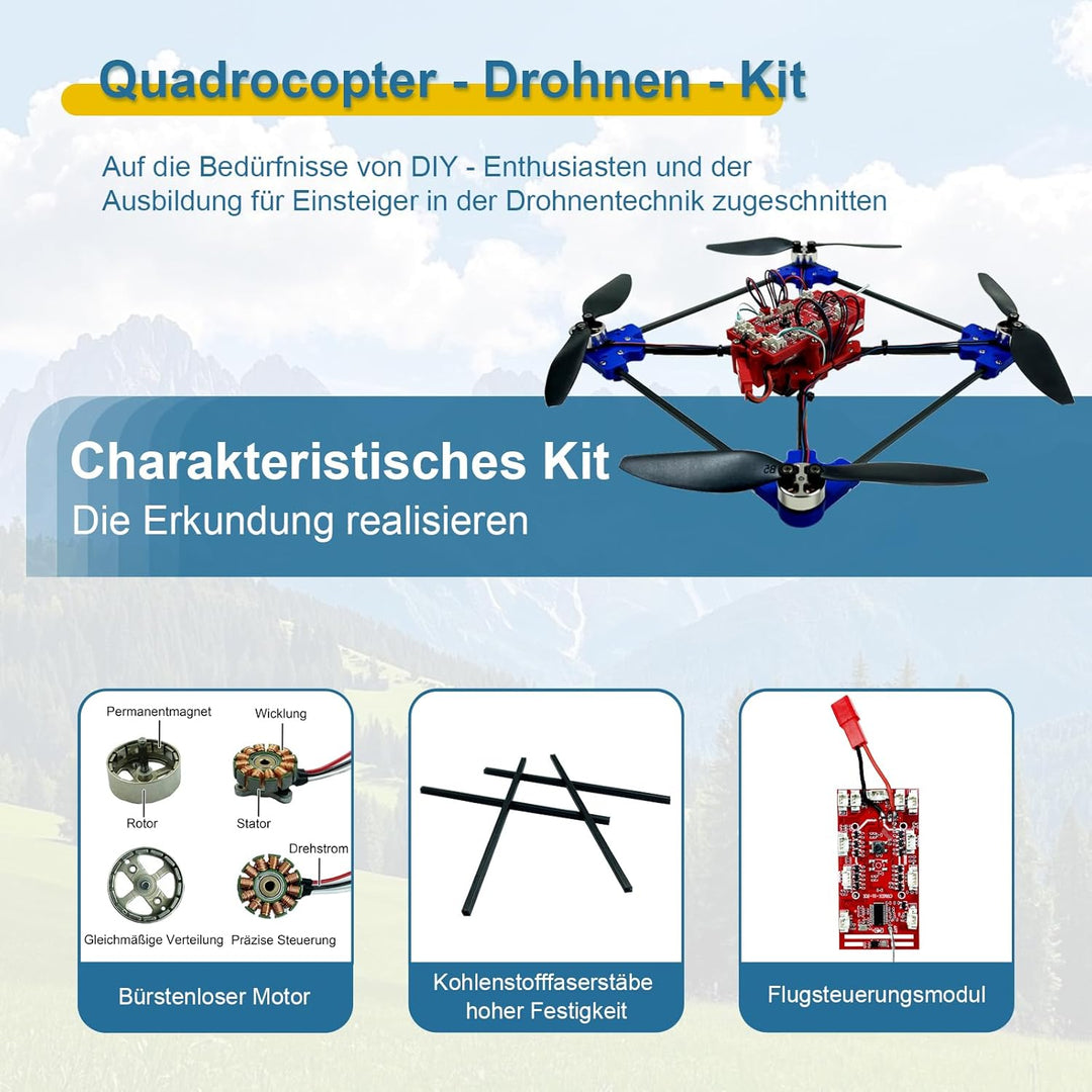 Quadrotor-Drohnen-DIY-Kit Ein einzigartiges STEM-Projekt mit Bürstenlosem Motor, optischem Flussschw