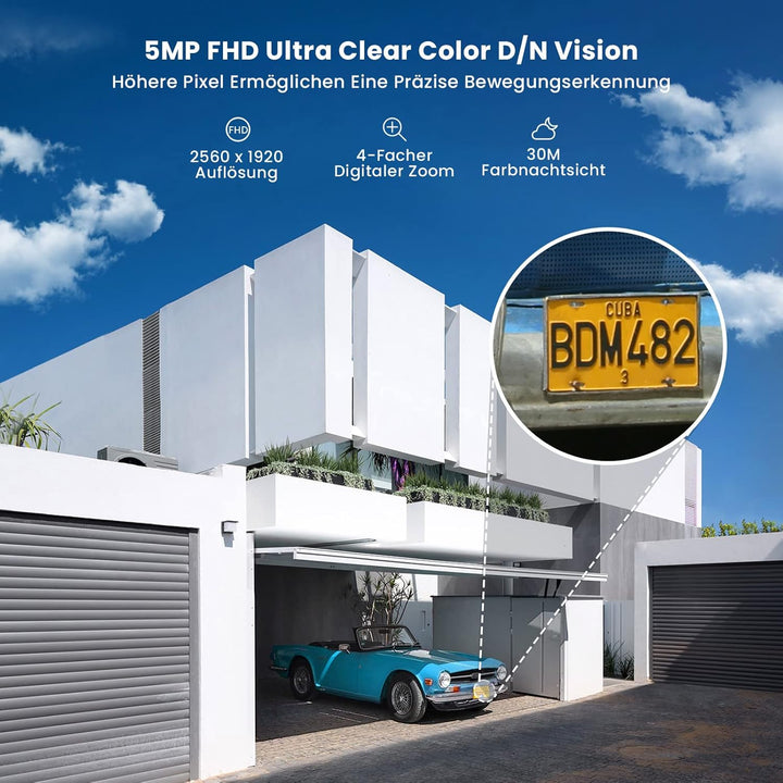 ieGeek 5MP Überwachungskamera Aussen Akku, PTZ Überwachungskamera Aussen WLAN mit Solarpanel,PIR-Bew