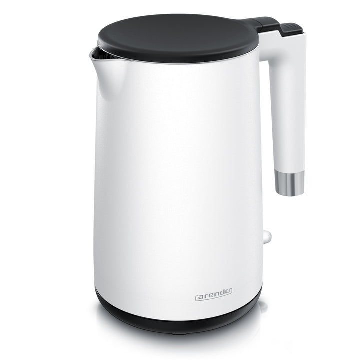 Arendo - Wasserkocher Edelstahl – 1,5 Liter - 2200 Watt – Doppelwand-Design – 360° Controller – BPA-