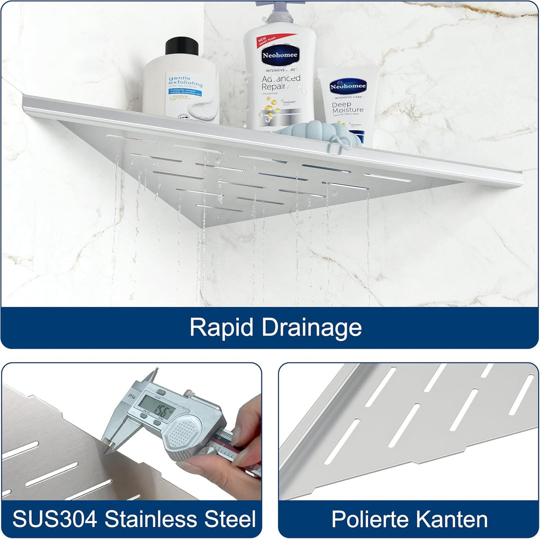 Neodrain Duschablage Ecke Edelstahl Duschregal 305mm Eckregal Dusche mit Fugenentferner Werkzeug für