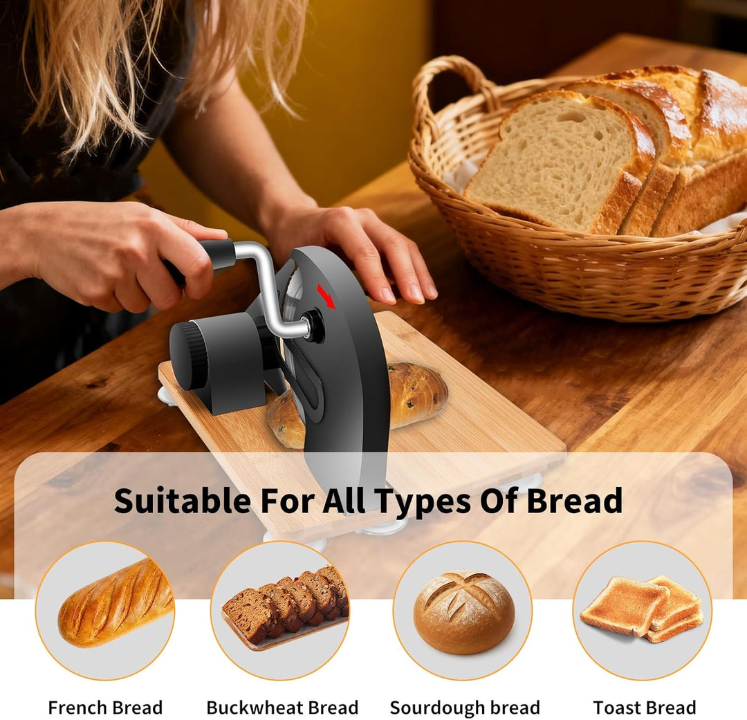 Brotschneidemaschine manuell, Edelstahl 304 Allesschneider Mit Skala & Saugnäpfen, Einstellbare Dick