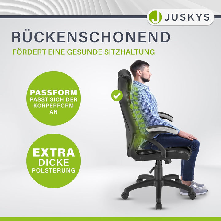 Juskys Racing Schreibtischstuhl Montreal ergonomisch höhenverstellbar & gepolstert 120 kg belastbar
