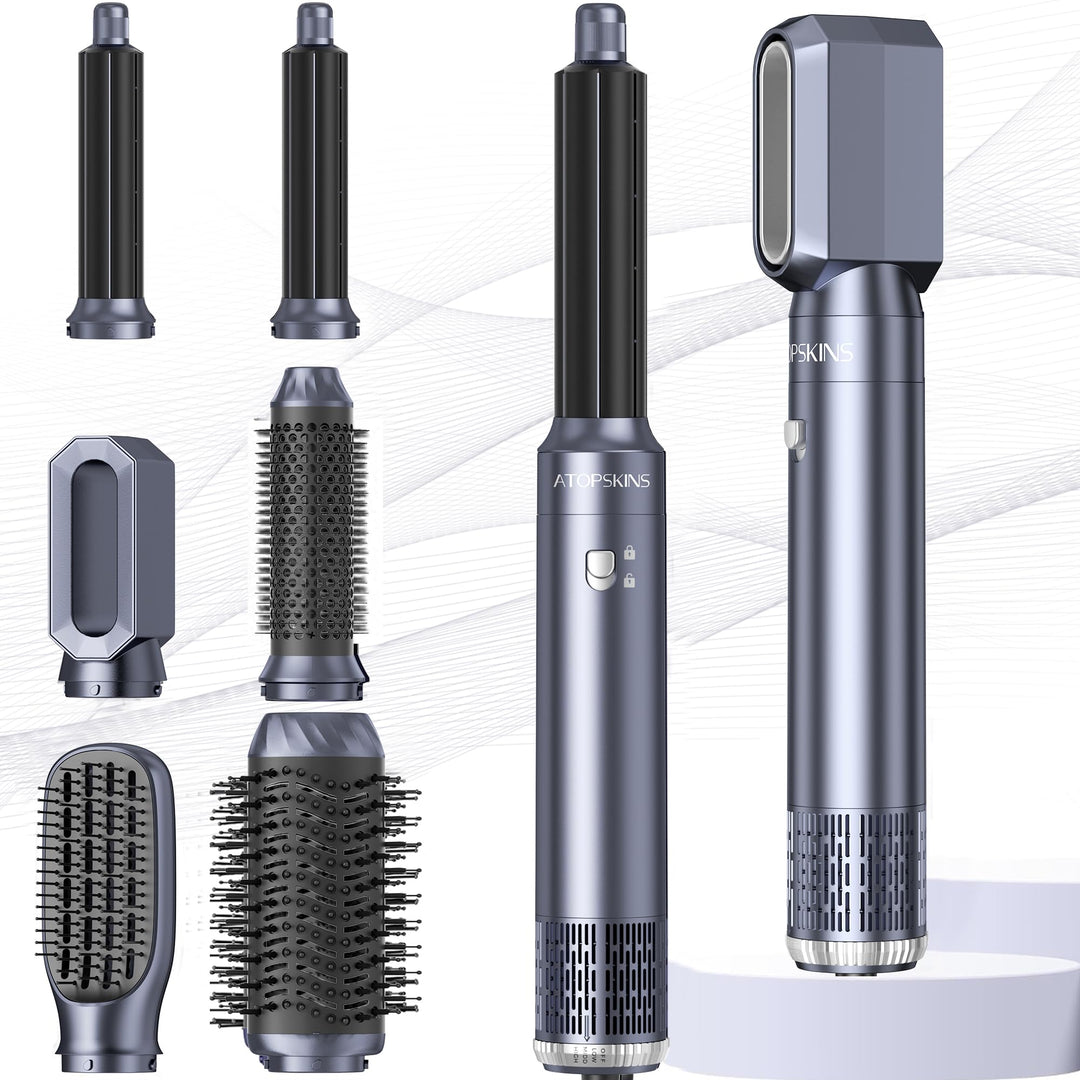 Atopskins Pro Air styler 6 in 1 Airbrush Haarstyler Hair Styler mit Rundbürste, Warmluftbürste, Föhn