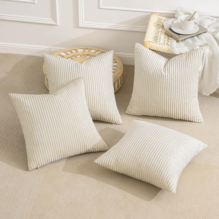 MIULEE 4er Set Kissenbezüge Kord Kissenhülle Dekorative Kissenbezug Sofakissen Couchkissen Dekokisse