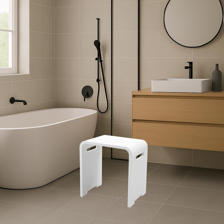 Badhocker Duschhocker Sitzhocker Duschstuhl Duschsitz Luxusbadhocker Design Kunststein Spa aus hochw