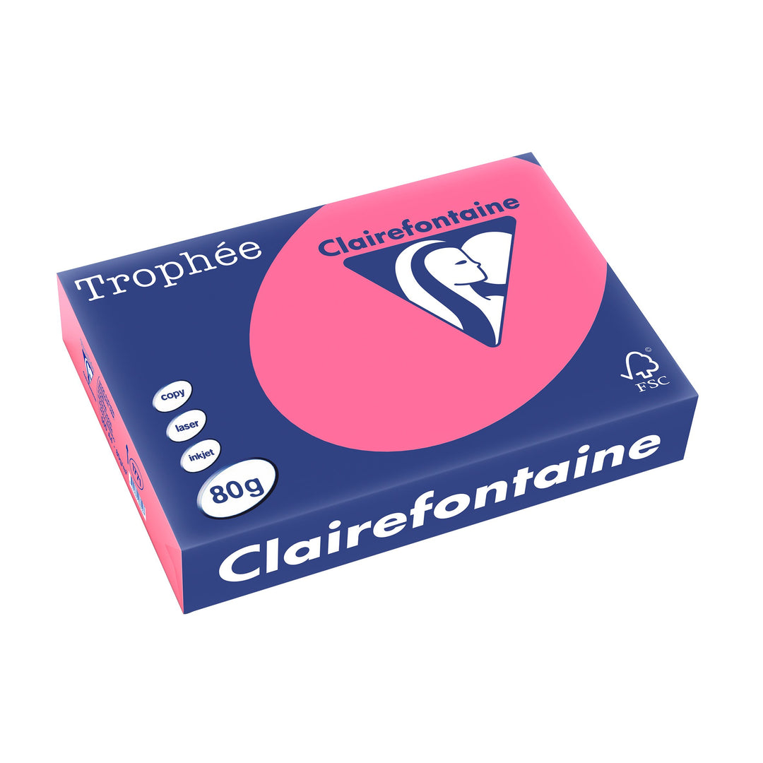 Clairefontaine 1771C - Karton mit 5 Ries Druckerpapier / Kopierpapier Trophee, intensive Farben, DIN