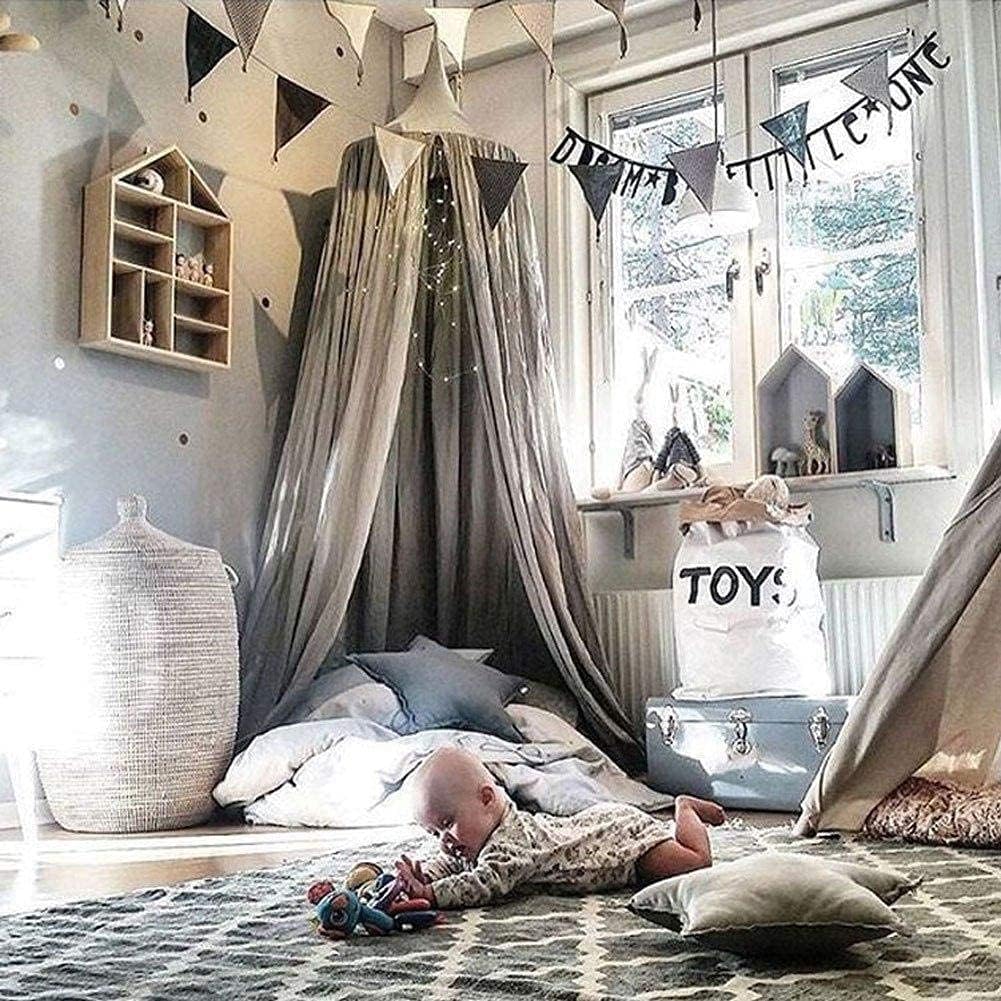 LILOVE Baby Baldachin Betthimmel Chiffon Hängende Rund Moskitonetz für Babys Bett, Spielzelte, Kinde