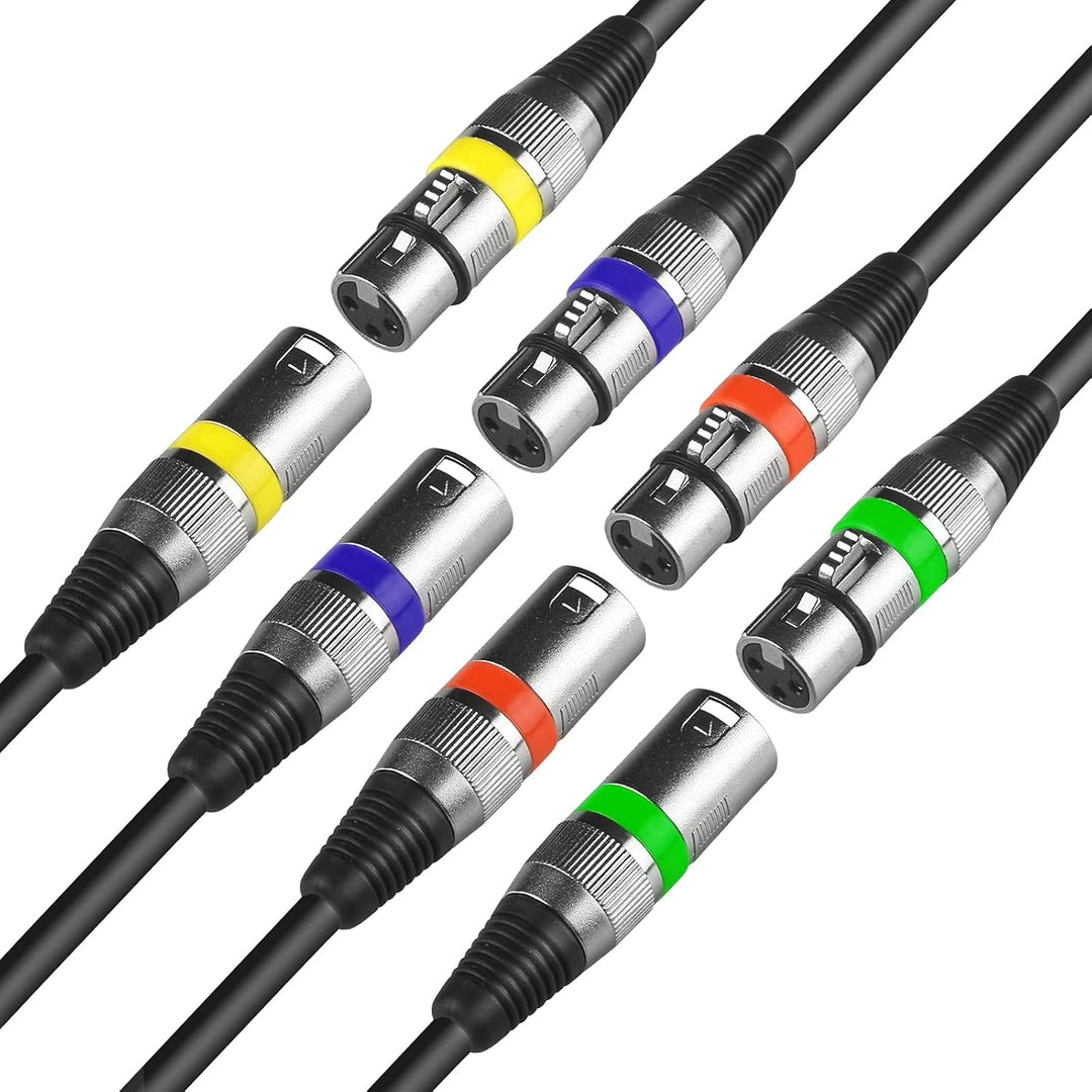 4Pack DMX Kabel 1m 3 Pin DMX Cable XLR Kabel, Mikrofonkabel XLR Stecker auf Busche, DMX Signalkabel