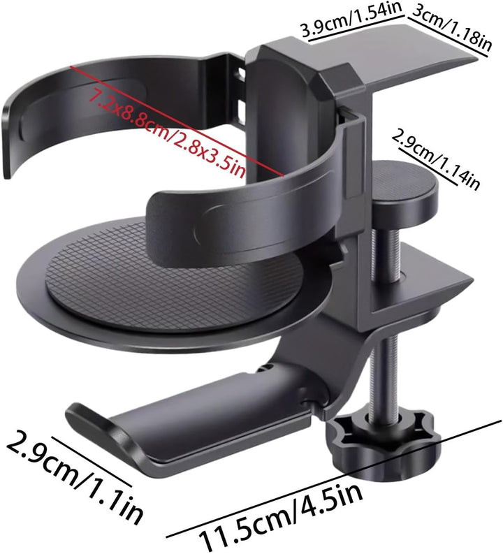 Schreibtisch-Becherhalter-Klemme, 2-in-1-Clip- -Getränkehalter, Kopfhöreraufhänger – Anti-Verschütt-
