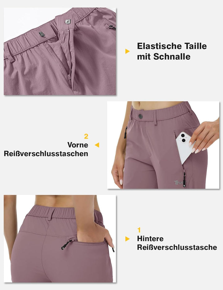 donhobo Damen Outdoor Wanderhose Quick Dry Campinghose Ultraleichter Verschleissfester UV-Schutz Atm
