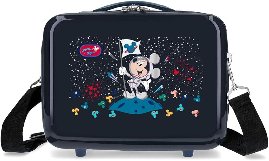 Disney Mickey on The Moon Kulturbeutel, anpassbar, mit Umhängetasche, Blau, 29 x 21 x 15 cm, starr,