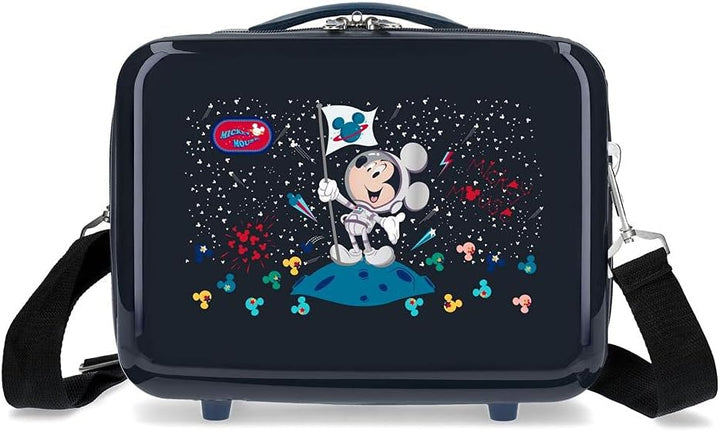 Disney Mickey on The Moon Kulturbeutel, anpassbar, mit Umhängetasche, Blau, 29 x 21 x 15 cm, starr,