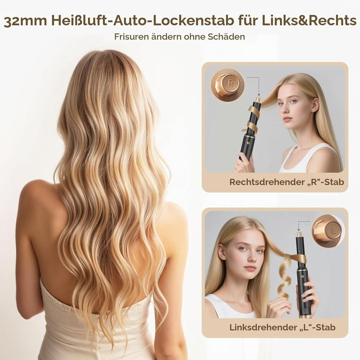 Hairstyler 5 in 1 Sendowtek, Multi Airbrush Haarstyler 1000W Airstyler Haarstyling Geräte 3 Temp Aut