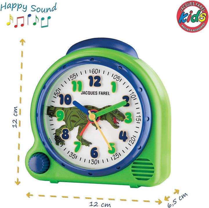 JACQUES FAREL HappySound Kinderwecker grün mit Dino Sound, Lautstärkeregelung AVC 13DINO
