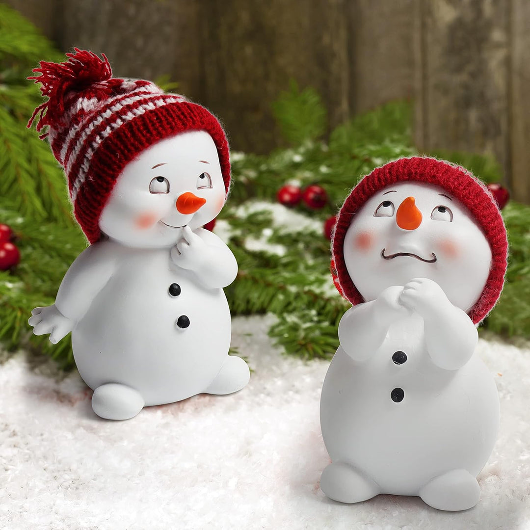 Belle Vous Dekorative Schneemann Weihnachten Figuren (4 Pack) - 11 cm Gross - Set von 4 Winter Minia