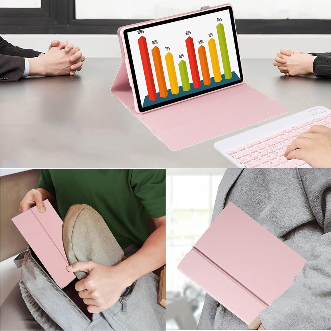 Tastatur mit Hülle für Lenovo Idea Tab Tablet 11", TPU Rückseite Hülle mit Magnetisch Abnehmbarer QW