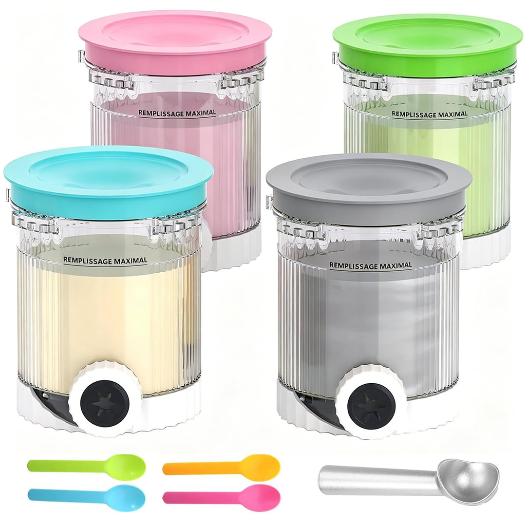 4 Stück Behälter Kompatibel mit Ninja Swirl Creami NC700 NC701EU Serie, 480ML Eiscreme Behälte mit D