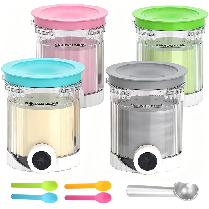 4 Stück Behälter Kompatibel mit Ninja Swirl Creami NC700 NC701EU Serie, 480ML Eiscreme Behälte mit D