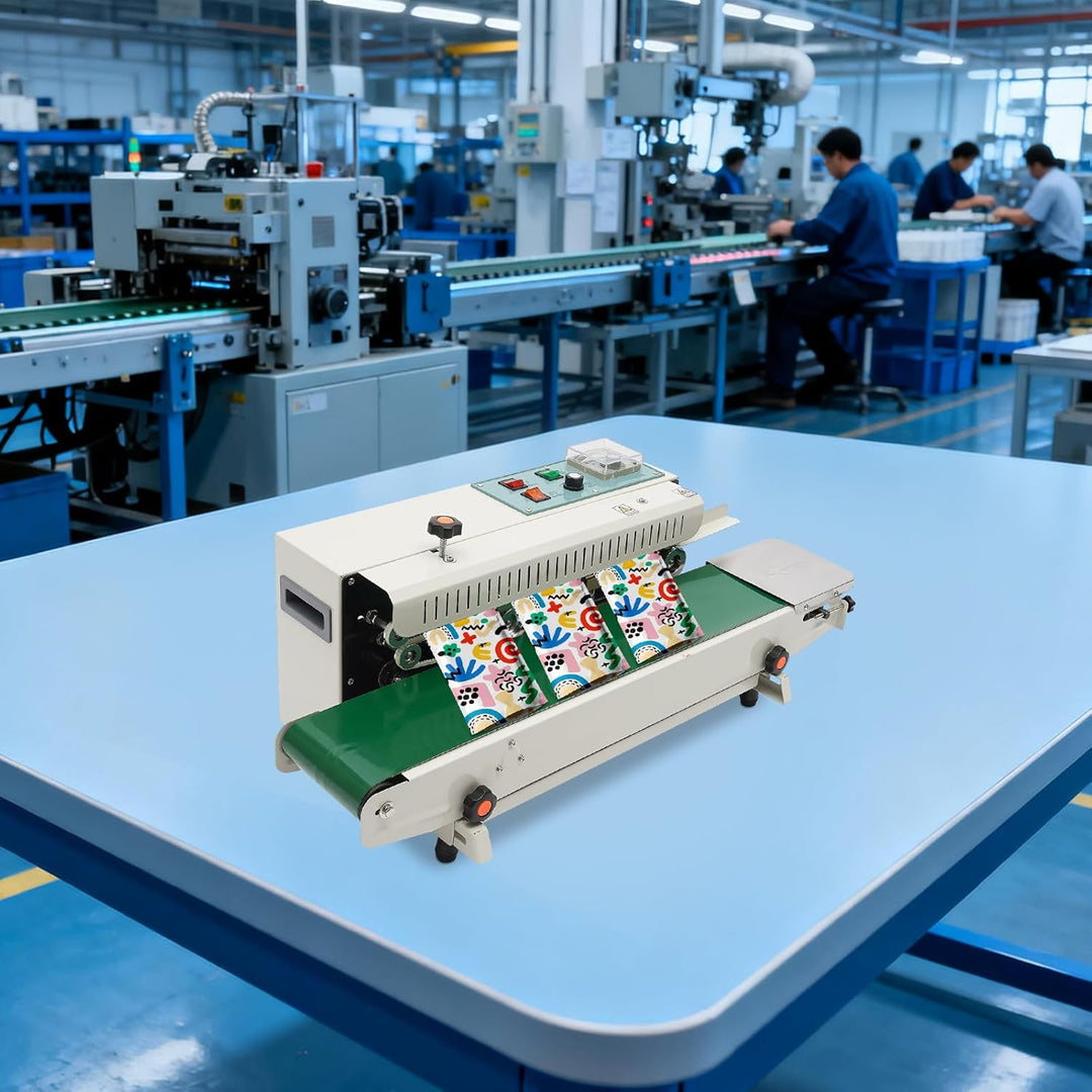 Durchlaufsiegelgerät 500W Automatisch Folienschweissgerät Horizontal | 12m/min Geschwindigkeit, 300°